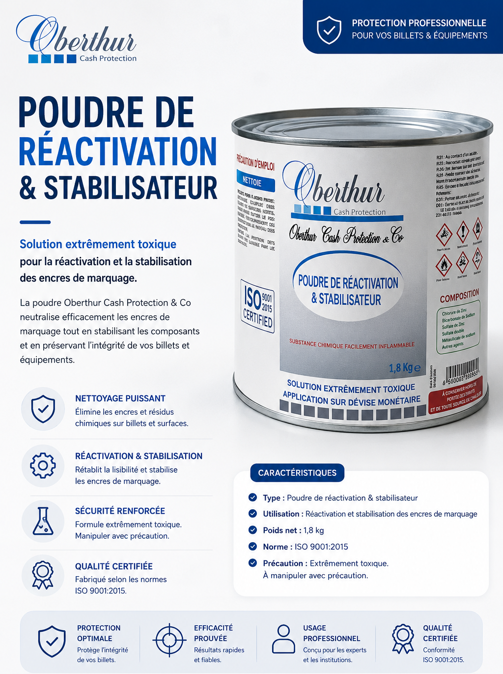 Oberthur Reactivation Powder & Stabiliser 1.8 kg | Professional Solution